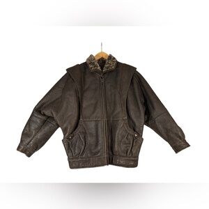 Adarcrea SL Aviator Bomber Jacket Brown Vintage Men’s Medium Made In Spain